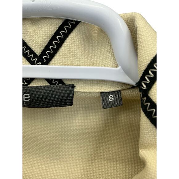 Perse Abstract Print Jacket Ivory Black Button Down 3/4 Sleeve Blazer Size 8 - Picture 14 of 16